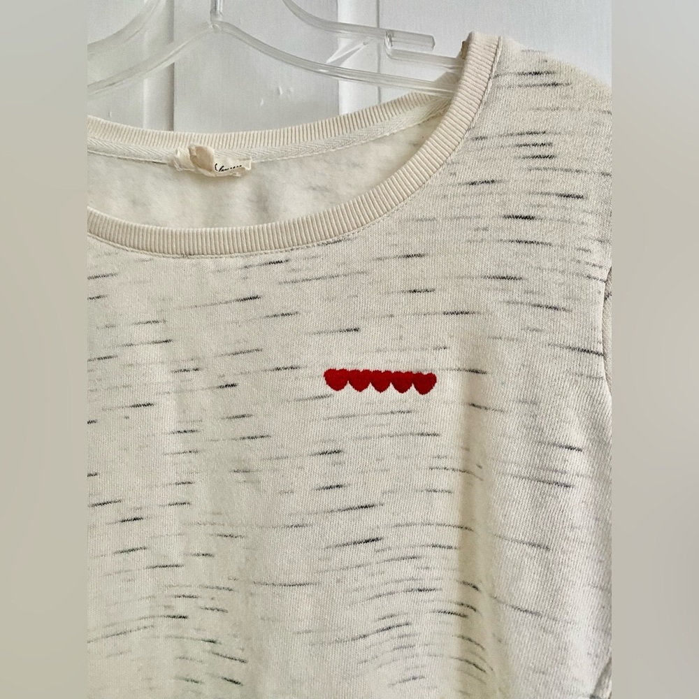 Jane & Delancey Sweatshirt Women's Small Cream Pullover Embroidered Hearts